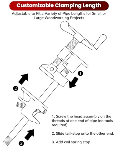 ATPEAM 6 Pack 1/2'' Pipe Clamps for Woodworking Pipe Clamp Fixture - size: 1/2"