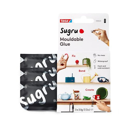 Sugru Silicone Super Glue - Waterproof All-Purpose Wall Putty + Moldable Glue for Crafting + DIY Home Improvement - Removable + Kid-Safe - Indoor/Outdoor Use - 3 Pack - Black (3.5g/ea) - color: Black