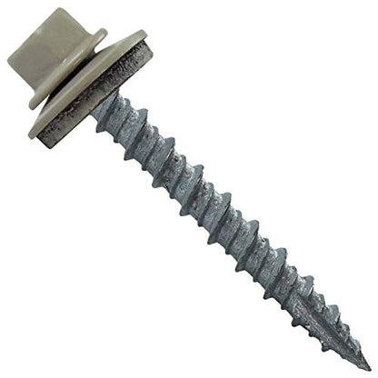 10 x 1-1/2" ASH Gray Metal Roofing Screws - Hex Washer Head- Self-Starting/Tapping - EPDM Washer. 1 x 250 Count Bag - 250 Screws - color: ASH GRAY, size: 1-1/2"