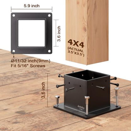 4×4"(Actual: 3.5×3.5inch) Post Stainless Steel Flange Anchor Base with Screws for Deck Railing，Black Finish (1 Pack) - size: 4×4"(Actual:3.5×3.5inch), style: 1Pack