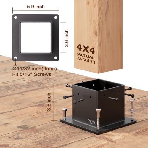 4×4"(Actual：3.5×3.5inch) Post Stainless Steel Flange Anchor Base with Screws for Deck Railing, Black Finish (4 Pack) - size: 4×4"(Actual:3.5×3.5inch), style: 4Pack