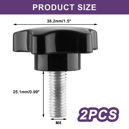 M8 x 25mm Thread Star Knobs, 2 Pieces - size: M8 x 25mm, style: Star Handle
