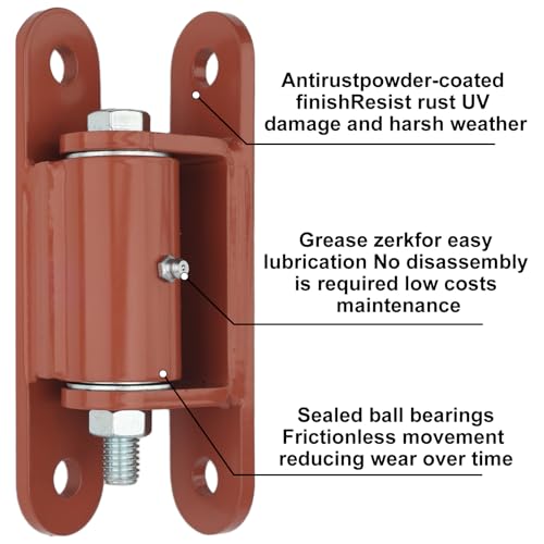 7" Heavy Duty Gate Hinges, 1100 lb, Orange 2 Pack, Face-Mount Bolt/Weld-On - size: 2150P
