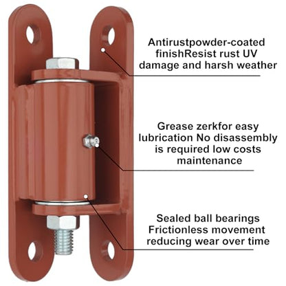 7" Heavy Duty Gate Hinges, 1100 lb, Orange 2 Pack, Face-Mount Bolt/Weld-On - size: 2150P
