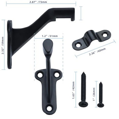 YANYUCB 3''Handrail Brackets,304 Stainless Steel Matte Black Handrail Stair Brackets,Heavy Duty Support Hardware for Stairways,Home or Office Staircase Hand Rail Bracket with Screws(3 Pack) - style: Matte Black