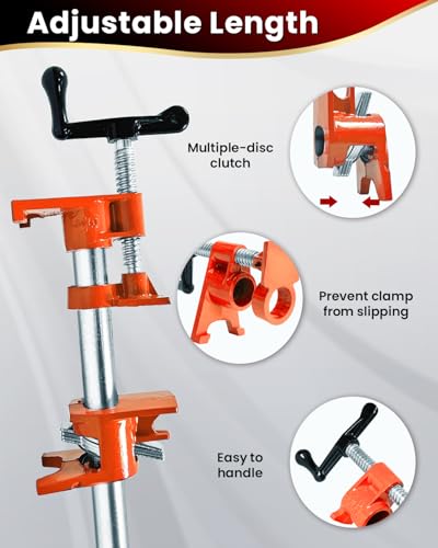 Pipe Clamps 3/4 Inch 6 Pack, Heavy Duty Bar Wood Clamps - style: Orange, 3/4 IN