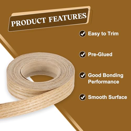 uxcell 3/4 Inch x 15ft Wood Veneer Edge Banding, Pre-Glued Flexible Ash Edging Strips, Iron on with Hot Melt Adhesive Wood Tape for Cabinet Repair and Furniture Restoration - size: 3/4 Inch x 15ft
