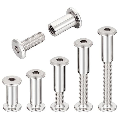50pcs M6x15mm Silver Furniture Bolts Hex Screw for Furniture Assembly - size: M6x15mm