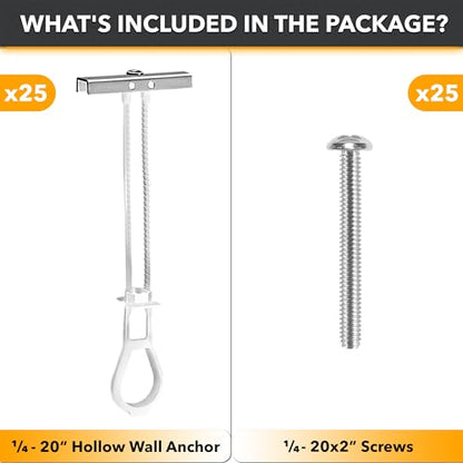 CondoMounts EDA1426 Universal Wall Mounting Anchors for Steel and Metal Studs | TV Mount | Cabinets | Holds 90lbs | Includes 25 Elephant Anchor Set - size: 25 Anchors, style: Metal Stud Anchors
