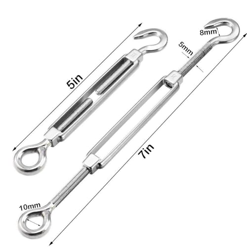 TooTaci 10 Pack M5 Turnbuckle, 304 Stainless Steel Turnbuckle Hook and Eye - size: M5 OC-10Pcs