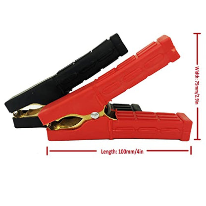 4 Pcs Jumper Cable Battery Clamps Crocodile Clamp Pure Copper 100A-500A Car Battery Charger Clamps Power Replacement Battery Alligator Clips Jumper Cables Clamp Welding machine clamp - color: 4pcs 100-500a