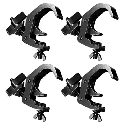 4Pack Heavy Duty Stage Light Clamp Hooks, Aluminum Premium Pro Truss Clamps for Use on 1.57-2.36 inch Trusses, 330 lb Weight Capacity for Use in Moving Head Stage Lighting Fixtures,Black