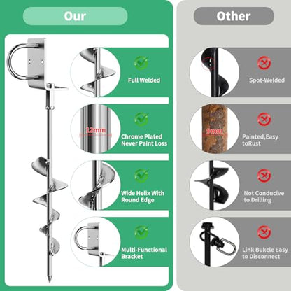 Phopich 16in Multi-Purpose Ground Anchors Screw in 2 Pack - color: 18in-2pcs