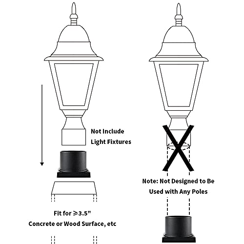 Windben Pier Mount Adapter, Fits 3" Post Light Fixtures, Matte Black