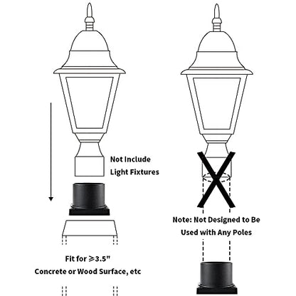 Windben Pier Mount Adapter, Fits 3" Post Light Fixtures, Matte Black