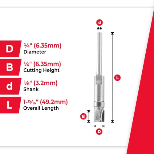 Amana Tool - 47223-S Miniature Flush Trim Plunge Template 1/4 Dia x 1/4 x 1/8" Shank - size: 1/4 Dia x 1/4 x 1/8" Shank