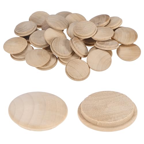 M METERXITY 25-Pack Wood Plugs for Screw Holes, 35 x 30mm Beech Button Wood Top Plugs for Furniture/Stair/Chair/Craft, Flat Head Decorative Wooden Cover - size: 35x30mm