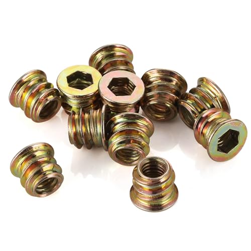 5/16-18 x 15mm Threaded Insert for Wood Furniture Screw in Nut Threaded Wood Inserts Bolt Fastener Connector, Zinc Plated Carbon Steel, 50 PCS (with Hex Spanner) - size: 5/16"-18 x 15mm