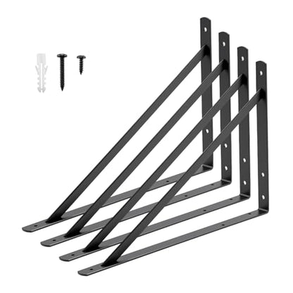 HOME MASTER HARDWARE 20x13 Inch Heavy Duty Shelf Brackets, Black 4 Pack - color: Black, size: 20 inch x 13 inch-4pcs