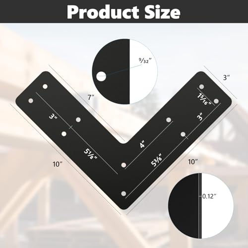 AOKLI 8 Pack 10" X10" Post to Beam Connector Bracket for 6x6 Brackets - style: 8 Pack L Shape（10X10）