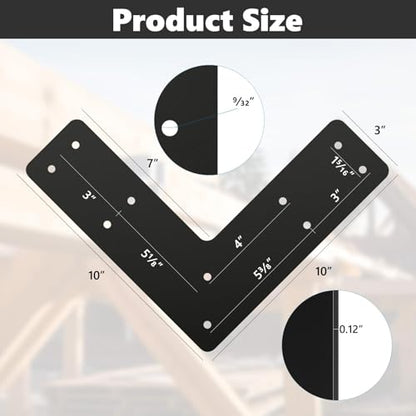 AOKLI 8 Pack 10" X10" Post to Beam Connector Bracket for 6x6 Brackets - style: 8 Pack L Shape（10X10）
