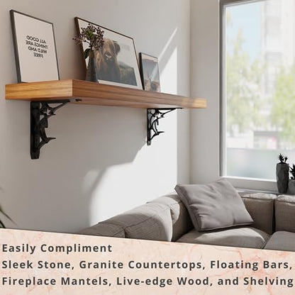 Starby Billfish Classic Heavy Duty Steel Fireplace Mantel Brackets, Floating Shelf, Countertop Support - Hand Welded (2 Pack) (10 x 10 x 2) - color: Billfish Classic, size: 10" x 10" x 2"