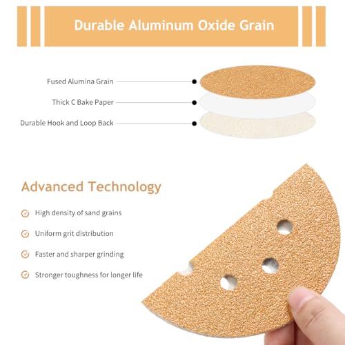 50 PCS 60 Grit 5 Inch 8 Hole Sanding Discs - style: 60 Grit,50-Pack