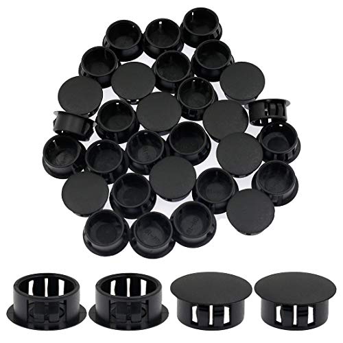 30PCS 19mm (3/4") Black Hole Plugs Plastic - color: Black, size: 19mm (3/4")