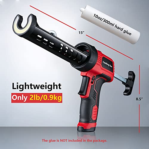 Caulk Gun, Non-Drip Electric Caulking Gun with 300 KG Thrust, Cordless Silicone Tool Gun with Constant Flow Tech, Lightweight 10oz Caulk Guns with LED Light