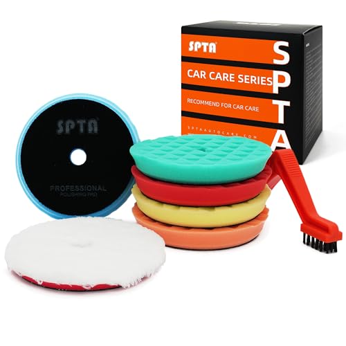 Polishing Pads, 5Pc 6 Inch 150mm Orbital Buffer Polisher Pads and 1Pc Microfiber Buffing Pads, Foam Polish Pad for Compounding, Polishing and Waxing, for 6''/150mm Backing Plate Car Polisher -TPPMIX - size: 6inch (150mm)