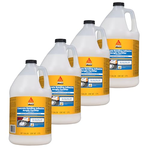 SIKA SikaLatex R Concrete Adhesive, 1-Gallon, 4-Pack – Acrylic Admix for Portland Cement, Strong Bonding, Freeze-Thaw Resistant, Ideal for Mortar, Concrete, and Grout Projects - size: 128 Fl Oz (Pack of 4)
