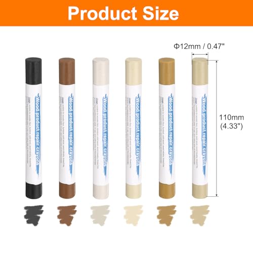 HARFINGTON Wood Filler Sticks 6 Colors Wooden Wax Touch Up Furniture Repair Crayons for Solid Black, Ash, Transparent, Silver Fir, Natural Cherry, Golden Walnut - color: Solid Black Series