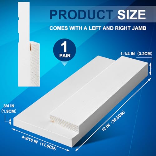 CroBlissful 1 Set 12 Inch L x 4-9/16 Inch W x 1-1/4 T Exterior Door Jamb Repair Kit, Jamb Paintable Wood Rotted Door Frame Repair Kit for Exterior Frame - size: 12 Inch L X 4-9/16 Inch W X 1-1/4 T