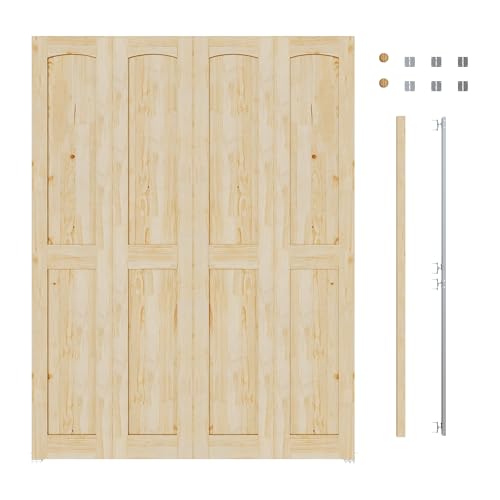 Bifold Doors for 24"x80" Opening, Solid Pine Wood Interior Folding Doors - size: 47.45" x 77.75" (fit 48*80.5-80.75 opening)
