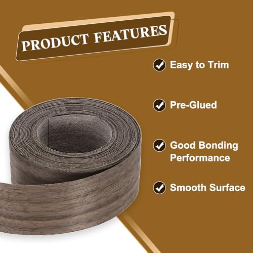 uxcell 1-1/2 Inch x 15ft Wood Veneer Edge Banding, Pre-Glued Flexible Black Walnut Edging Strips, Iron on with Hot Melt Adhesive Wood Tape for Cabinet Repair and Furniture Restoration - size: 1-1/2 Inch x 15ft