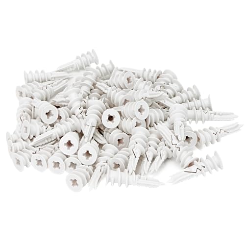 100 Pcs Self Drilling Drywall Anchors (Screws No Included), Plastic Anchors for Drywall, Sheetrock, Gypsum Wallboard, Screw Anchors for Multiple Wall Hanging Items, No Pre Drilling Required