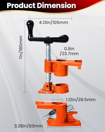 Pipe Clamps 3/4 Inch 6 Pack, Heavy Duty Bar Wood Clamps - style: Orange, 3/4 IN