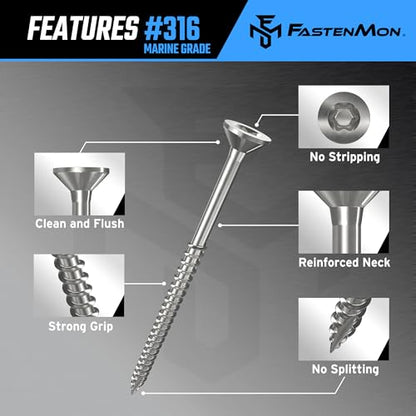316 Stainless Steel Deck Screws, #8 x 1-5/8", 1200 PCS - size: #8 x 1-5/8", style: 1200 PCS