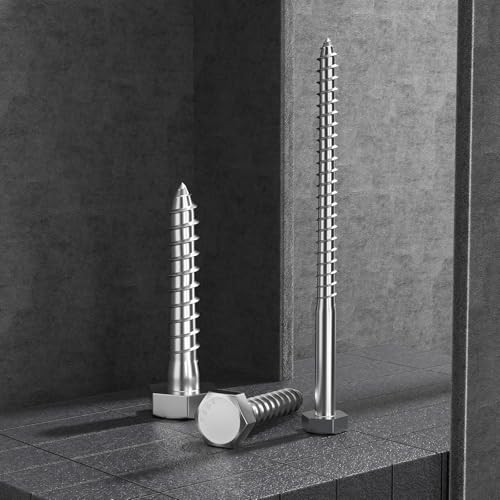 VGBUY 1/4" x 2-1/2" Hex Head Lag Screws 29Pcs, 304 Stainless Steel 18-8 Lag Bolts Wood Screws Heavy Duty Large Screws for TV Mounts, Deck, Boat Repair - size: 1/4x2-1/2 (29pcs)