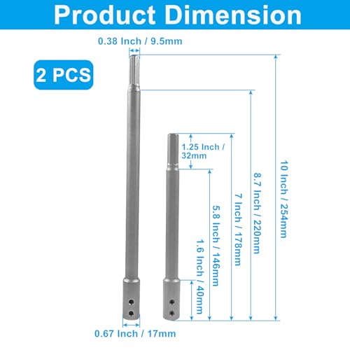 2 Pack 7"+10" Forstner Drill Bit Extension, 3/8" Round Shank - size: 7 Inch+10 Inch
