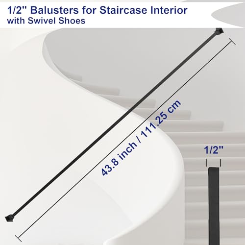Sidasu 15 Pack Iron Balusters 44" Square Hollow Stair Spindles - size: Square - Basic