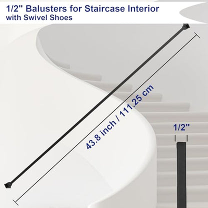 Sidasu 15 Pack Iron Balusters 44" Square Hollow Stair Spindles - size: Square - Basic