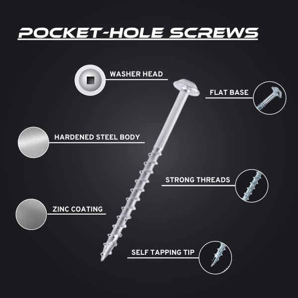 Massca Pocket Hole Screws Kit, 500 Wood Screws & Self Tapping Screws Set