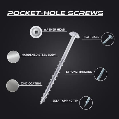 Massca Pocket Hole Screws Kit, 500 Wood Screws & Self Tapping Screws Set