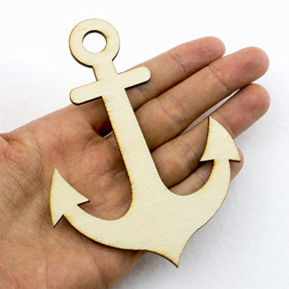 Summer-Ray 20pcs Laser Cut Wooden Veneer Anchor 4" Scrapbooking Embellishment - color: Natural, size: 4 inches