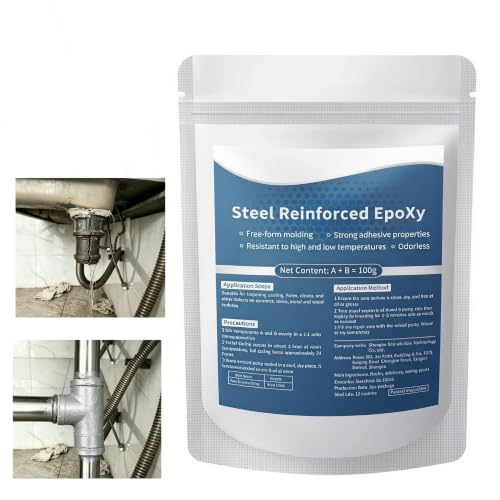 Steel Reinforced Epoxy Putty, Waterproof & Heat Resistant Two-Part AB Epoxy Clay, Heavy Duty Fast Curing Metal Repair Kit, Multi-Purpose Filler for Plastic, Wood, Ceramics, Tiles - 1 Pack