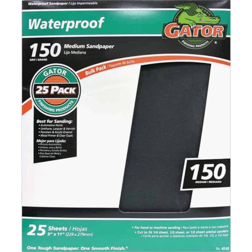 Gator 9" x 11" Waterproof Sanding Sheets, 150 Grit, 25 Pack - size: 150 Grit