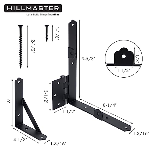 HILLMASTER 2 Set Anti Sag Gate Frame Kit Gate Corner Brace Bracket Heavy Duty Adjustable Gate Hardware with Gate Latch for Wooden Fences,Driveway Gates,Shed Doors,Corral Gates,Wood Windows - size: 2 Sets