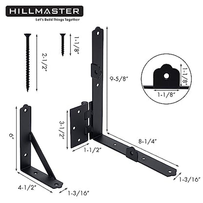 HILLMASTER 2 Set Anti Sag Gate Frame Kit Gate Corner Brace Bracket Heavy Duty Adjustable Gate Hardware with Gate Latch for Wooden Fences,Driveway Gates,Shed Doors,Corral Gates,Wood Windows - size: 2 Sets