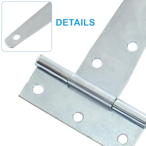 Murtenze 6-Pack 6 Inch Silver T-Strap Shed Hinge - color: Silver, size: 6 Inch - 6Pack